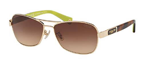 Coach HC7012 CAROLINE 910013 56M Gold/Tortoise/Brown Gradient Aviator Sunglasses For Women+FREE Complimentary Eyewear Care Kit