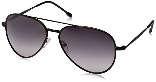 John Varvatos V512 Aviator Sunglasses, Black, 15 mm