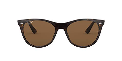 Ray-Ban Men's RB2185 Wayfarer II Sunglasses, Striped Havana/Polarized Crystal Brown, 52 mm