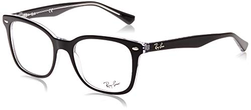 Ray-Ban RX5285 Square Prescription Eyeglass Frames, Top Black On Transparent/Demo Lens, 53 mm