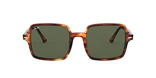 Ray-Ban Women's RB1973 Square II Sunglasses, Striped Havana/Green, 53 mm