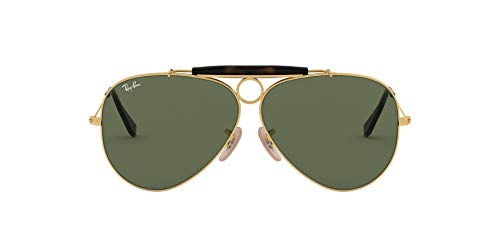Ray-Ban unisex adult Rb3138 Shooter Sunglasses, Gold/Green, 62 mm US