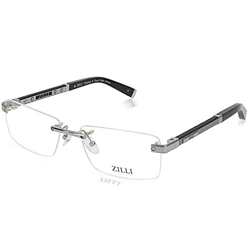 ZILLI 60013 C02 Eyeglasses for Men Rimless Titanium Eyewear Acetate Frame