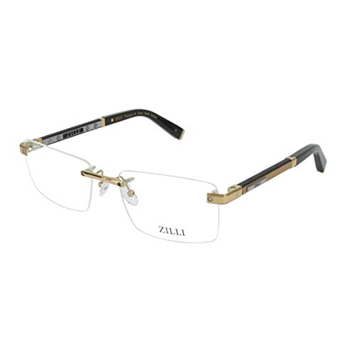 ZILLI Designer Rimless Eyeglasses for Men Eyewear Titanium Frame Glasses 60012 (C01, 24K Gold Plated)