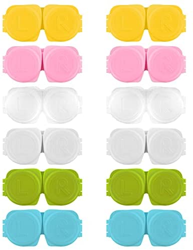12PCS Colorful Contact Lens Case, Contact Lens Immersion Kit, Leak-Proof Packaging, Suitable for Outdoor Mini Flat Flip Top Lens Case