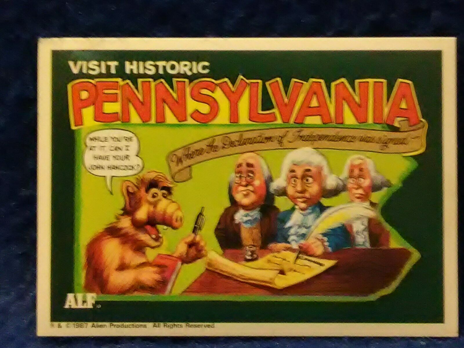 1987 TOPPS U. S. of ALF #38 Pennsylvania Trading card Sticker
