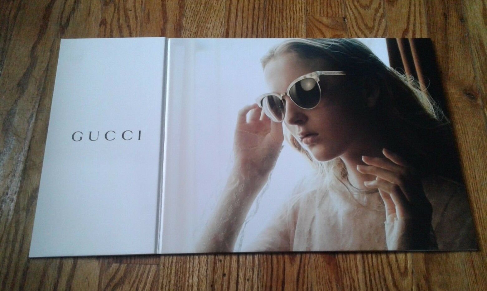 GUCCI FEMALE SUNGLASS DOUBLE SIDED COUNTERCARD POSTER  SIZE 11.6 X 20 INCHES