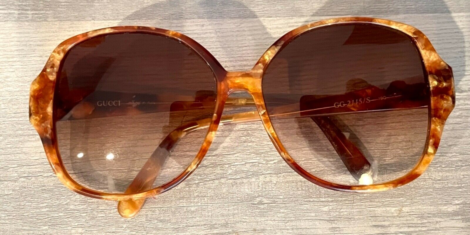 Beautiful Vintage Gucci Black & Brown Tortoise Shell Sunglasses, Original,  WOW!