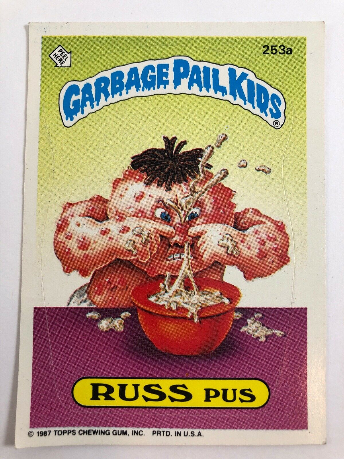 1987 Garbage Pail Kids Russ Pus Topps Vintage Trading Card OS7 253a Sticker