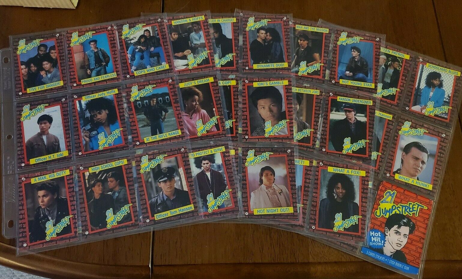Full set of 21 Jump Street TV series Trading Cards & Stickers Johnny Depp 1987