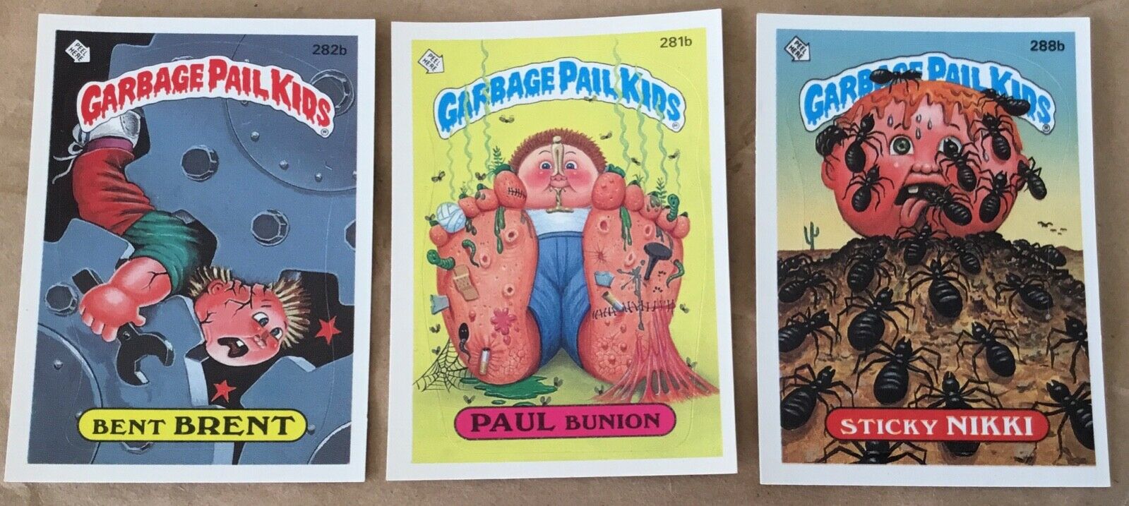 Garbage Pail Kids Topps Trading Cards 1987 7th series 281b 282b 288b Nikki Brent