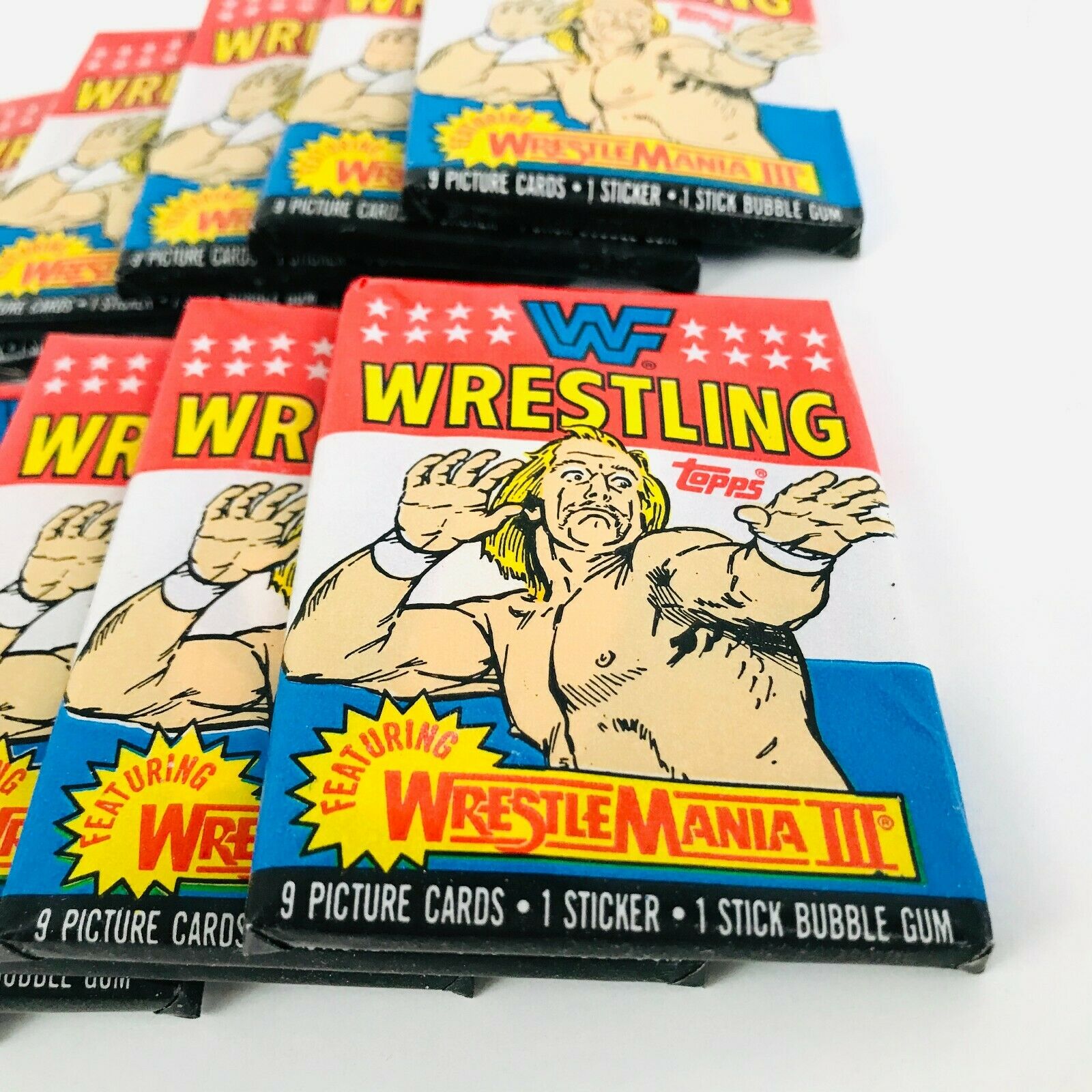 1987 WWF Topps Wrestlemania III WWE Trading Cards 1 Unopened Wax Pack Hulk Hogan