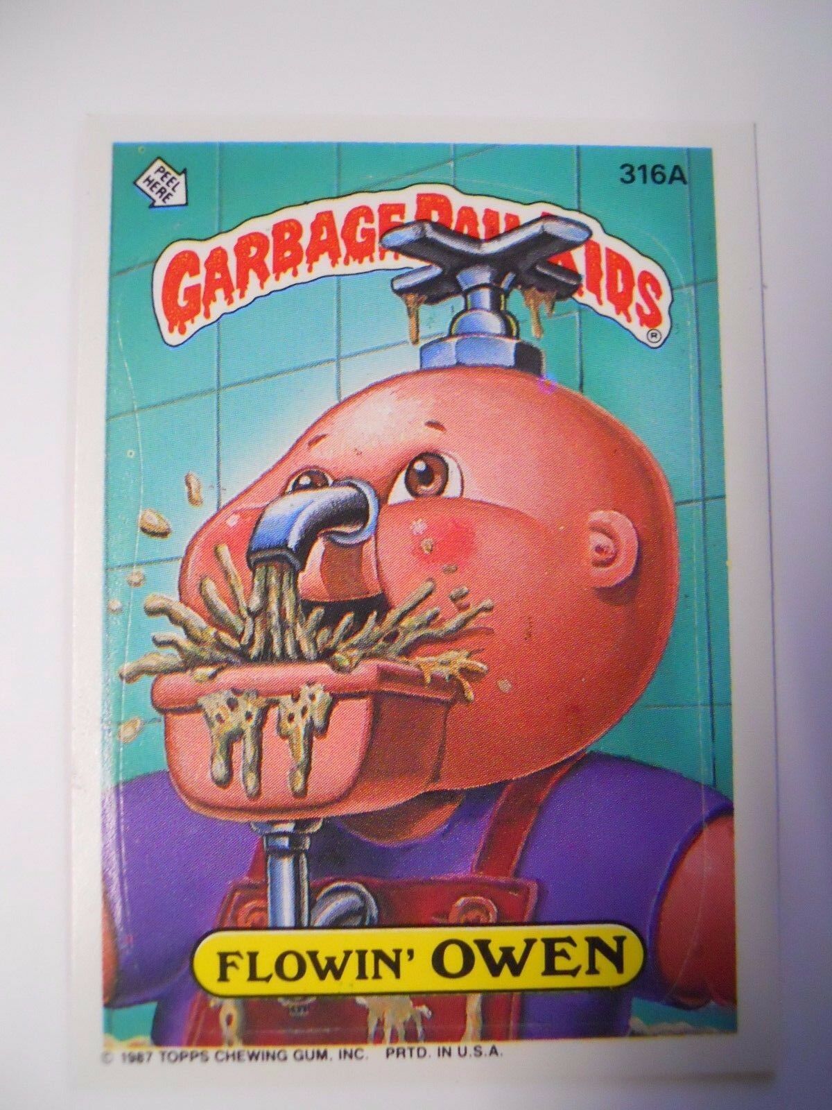 VINTAGE! 1987 Topps Garbage Pail Kids Trading Card #316a-Flowin' Owen