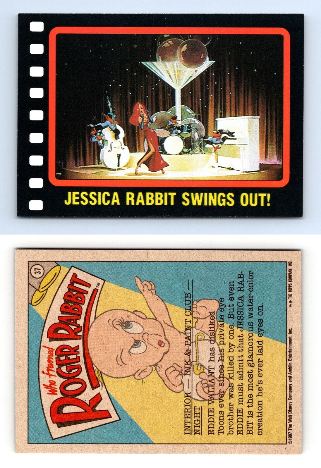 Jessica Rabbit Swings Out #37 Who Framed Roger Rabbit 1987 Topps Trading Card