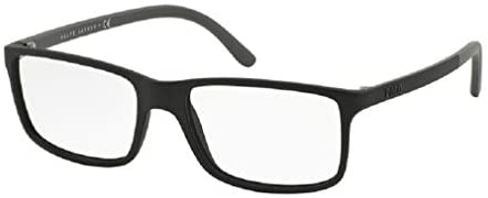 Polo Ralph Lauren PH2126 Rectangle Eyeglasses For Men+FREE Complimentary Eyewear Care Kit (Plain Matte Black, 53)