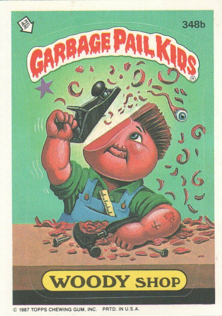 1987 Garbage Pail Kids Trading Cards #348b Woody Shop