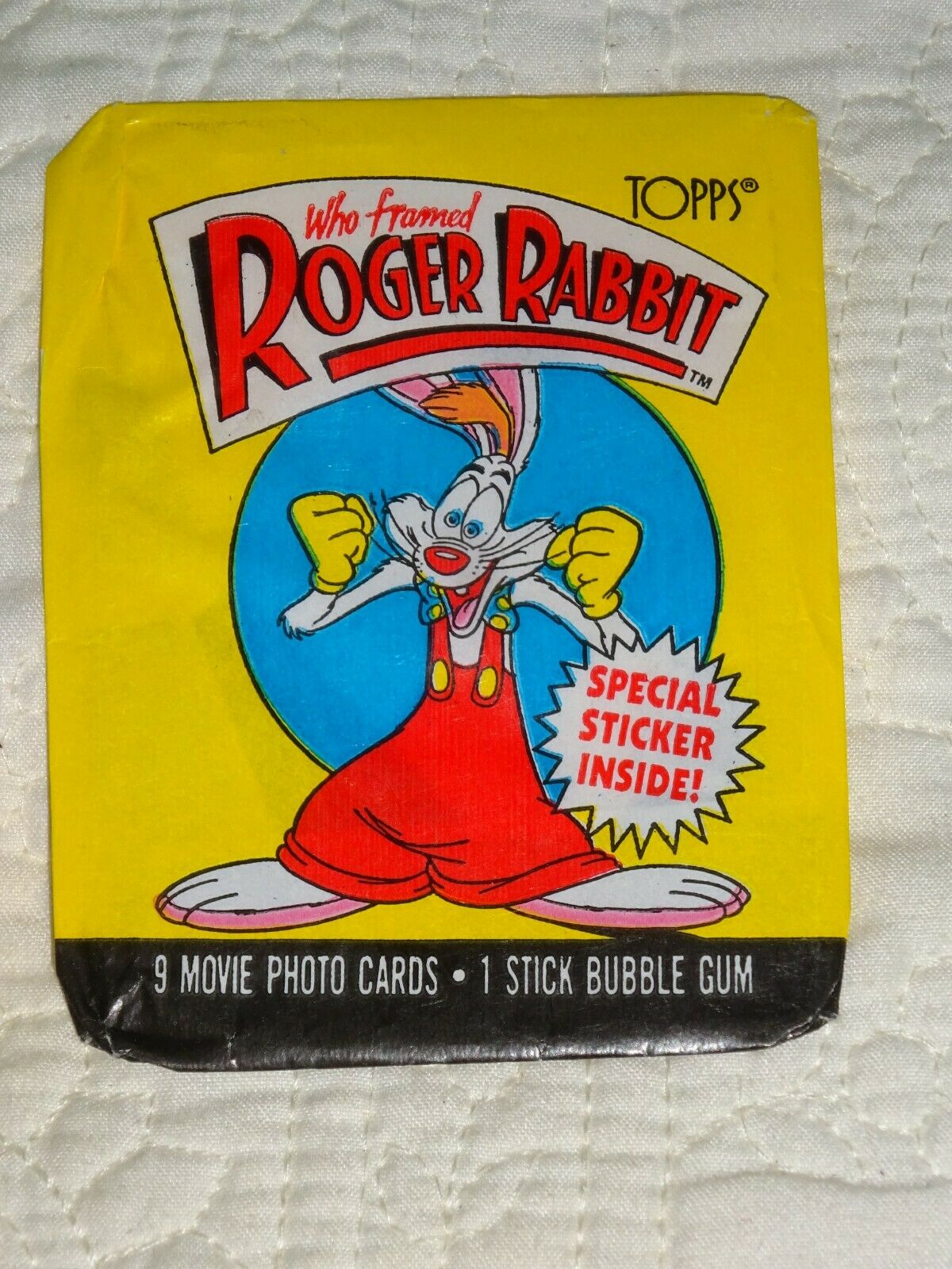 1987 WHO FRAMED ROGER RABBIT Topps Trading Card Wrapper (empty)