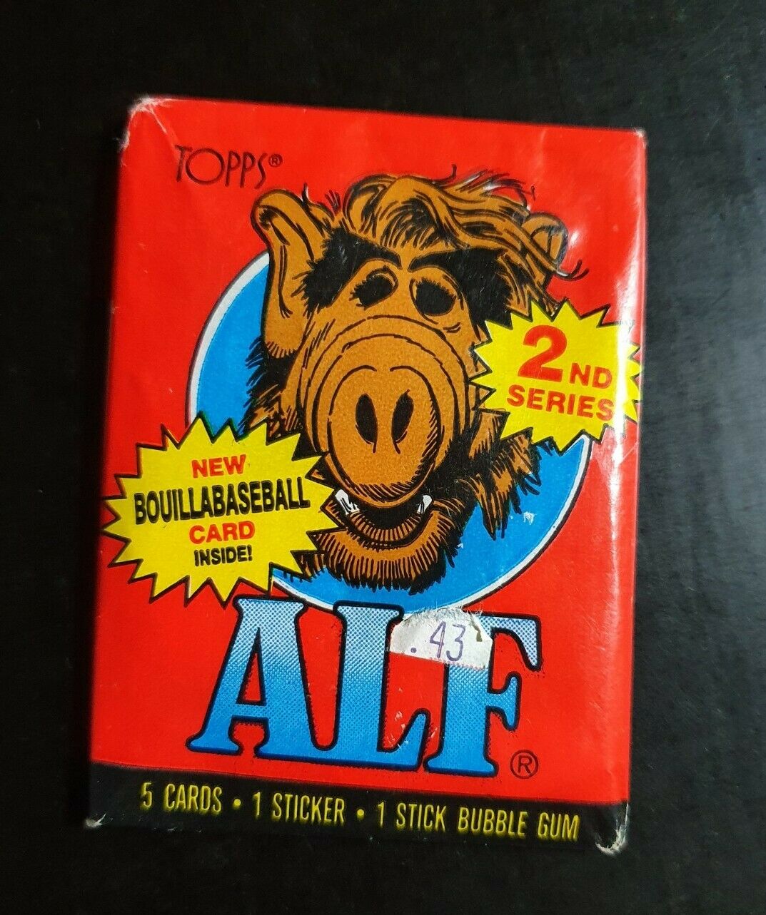1987 Topps 'Alf 2nd Series' Trading Cards Sealed Pack of 5 Cards and 1 Sticker.