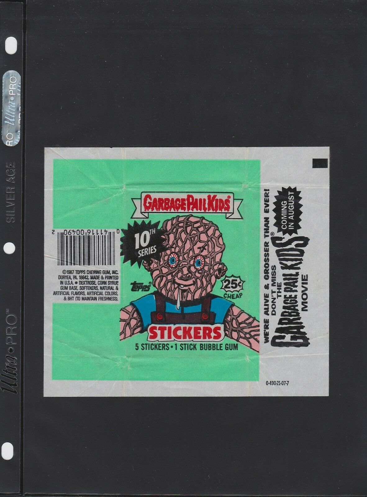 1987 GARBAGE PAIL KIDS 10TH SERIES TRADING CARD WRAPPER