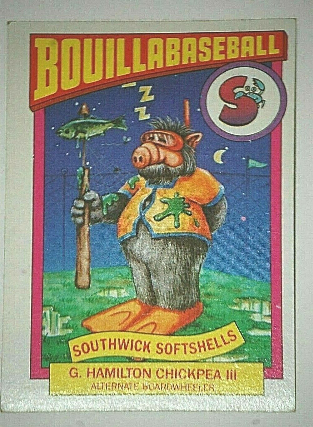 1987 Topps Alf Series Bouillabaseball Trading Card 4B G. Hamilton Chickpea III