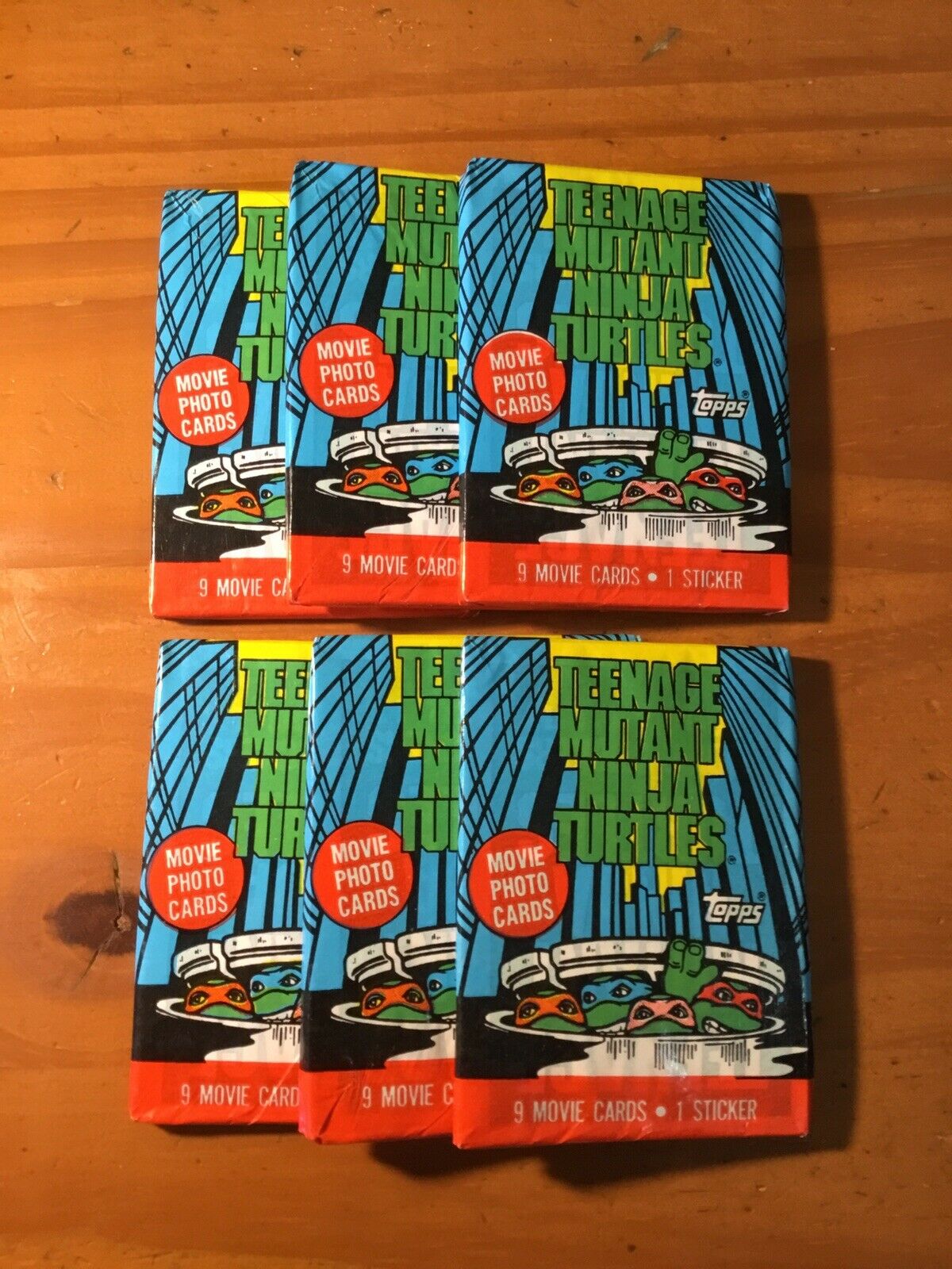 6 Pack Lot 1990 Topps Teenage Mutant Ninja Turtles Trading Cards Sealed Packs