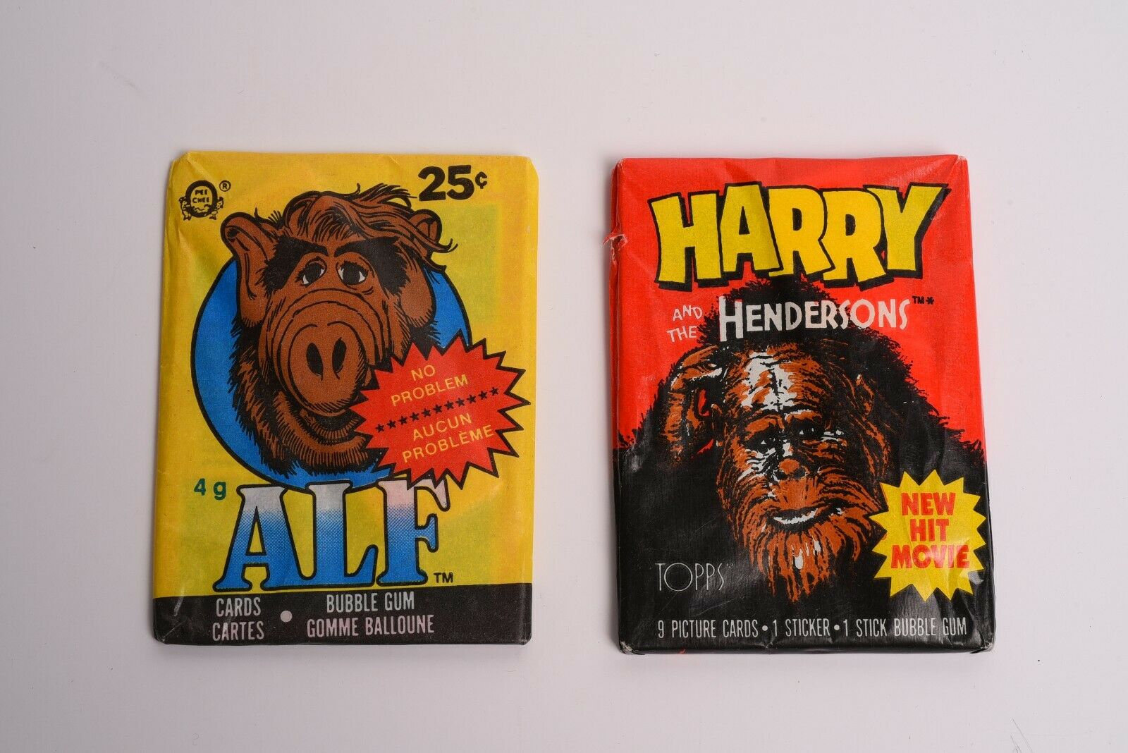 Unopened Packs of OPC Alf and Topps Harry & the Hendersons Trading Cards 1980s