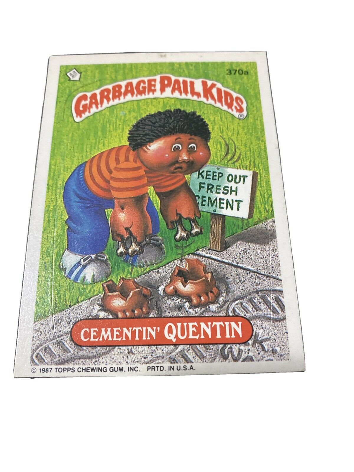 GARBAGE PAIL KIDS SERIES 9 1987 TOPPS TRADING CARD 370A CEMENTIN' QUENTIN