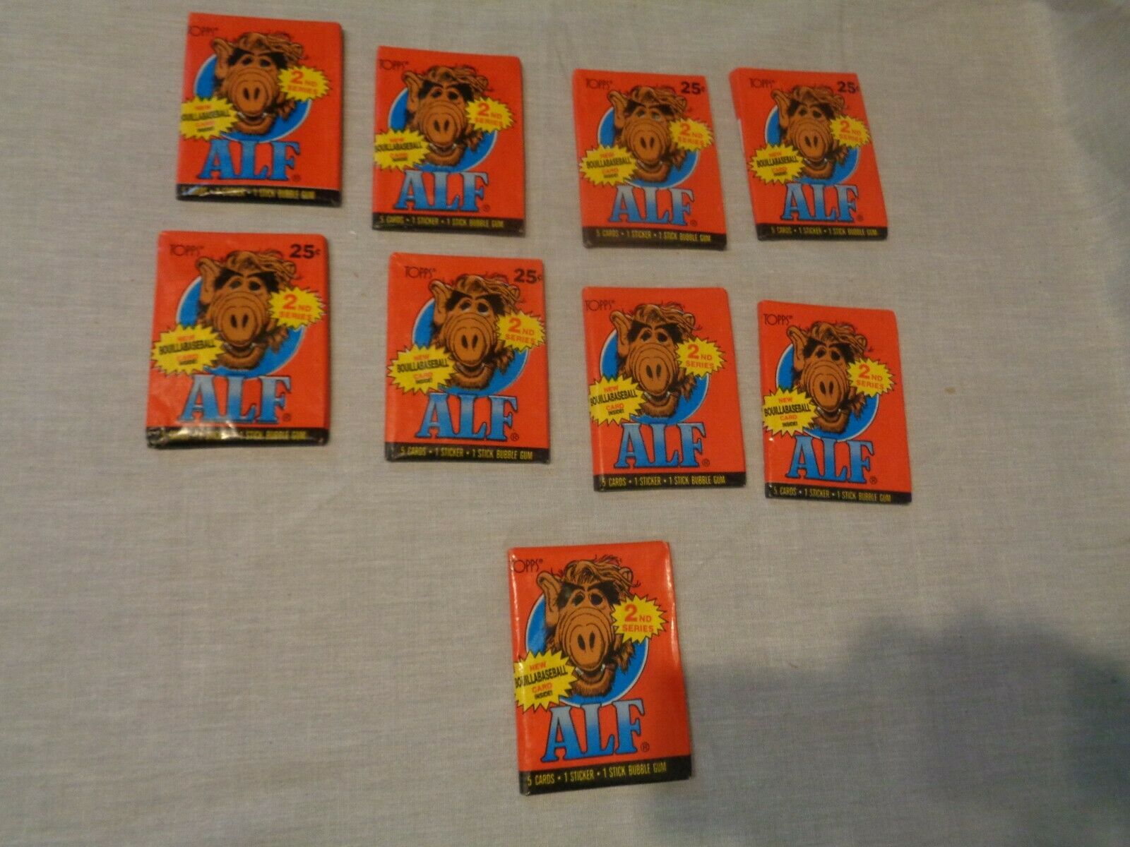 9 Packs Of  ALF 1987 Topps 2nd Series Factory Sealed Trading Card WAX (49)