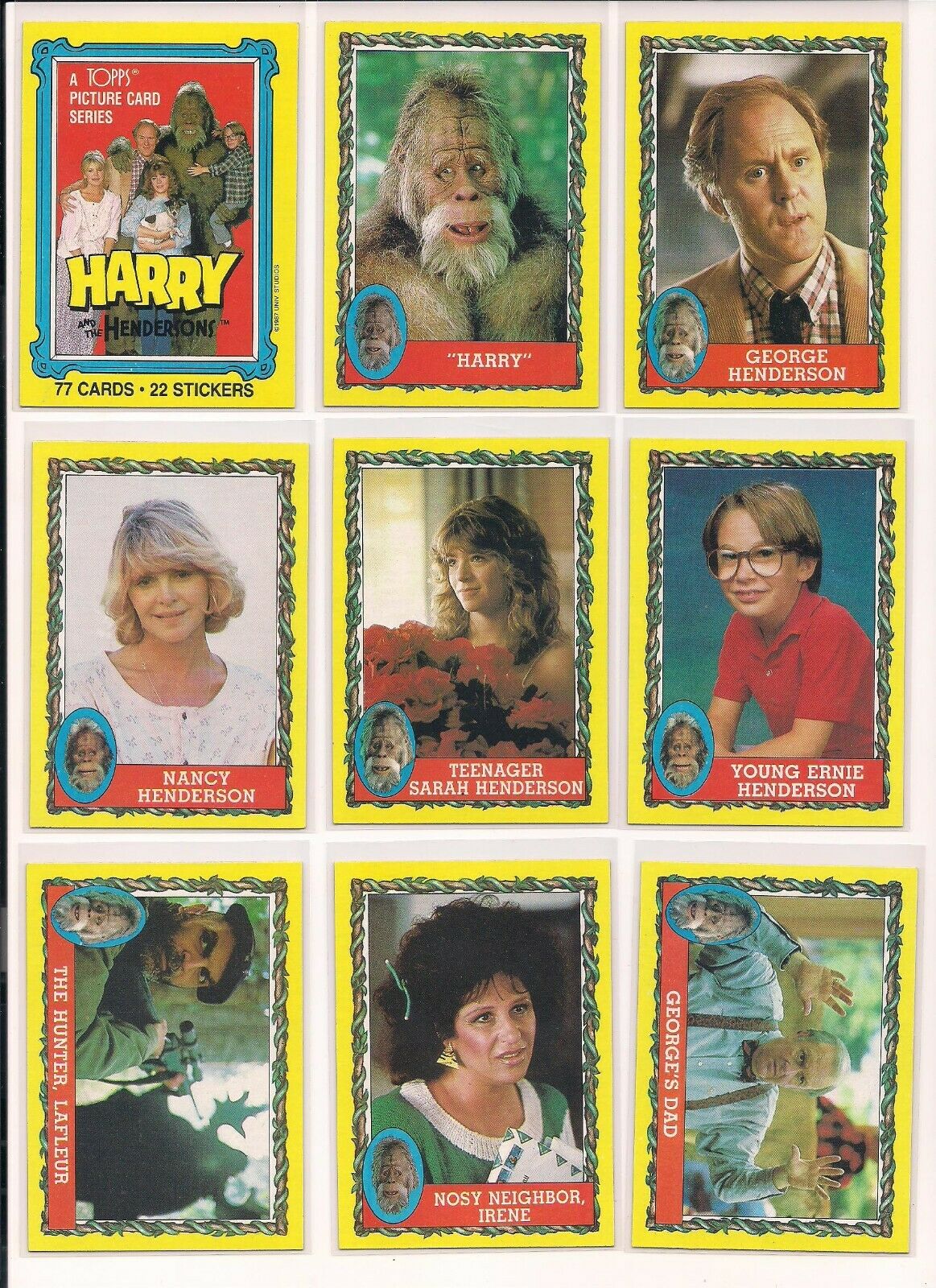 Harry and the Hendersons Trading Cards (1987) Choose From List / bx47