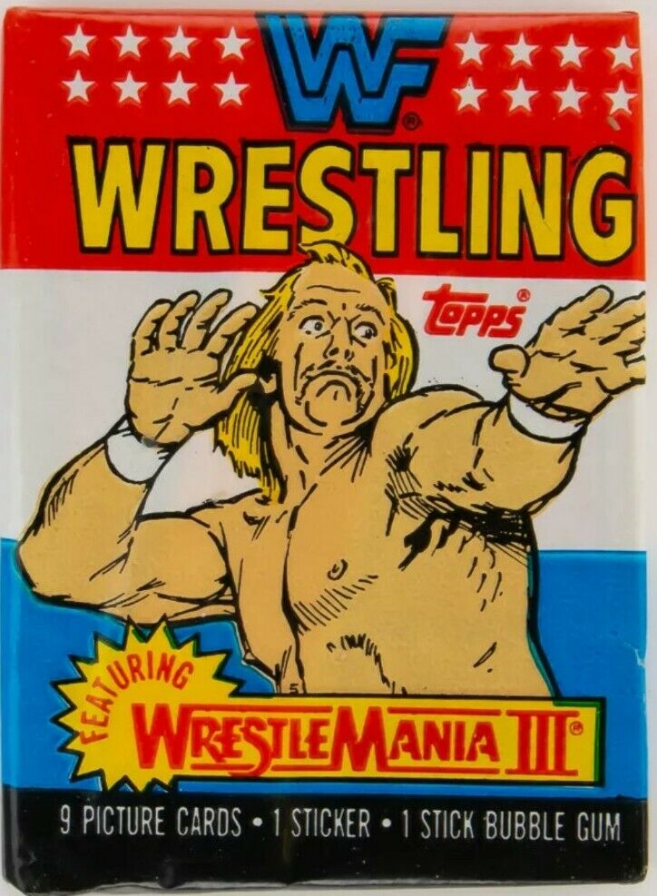 RARE 1987 TOPS WWF VINTAGE TRADING CARDS(ONE WAX PACK ONLY)HULK HOGAN FRESH CASE
