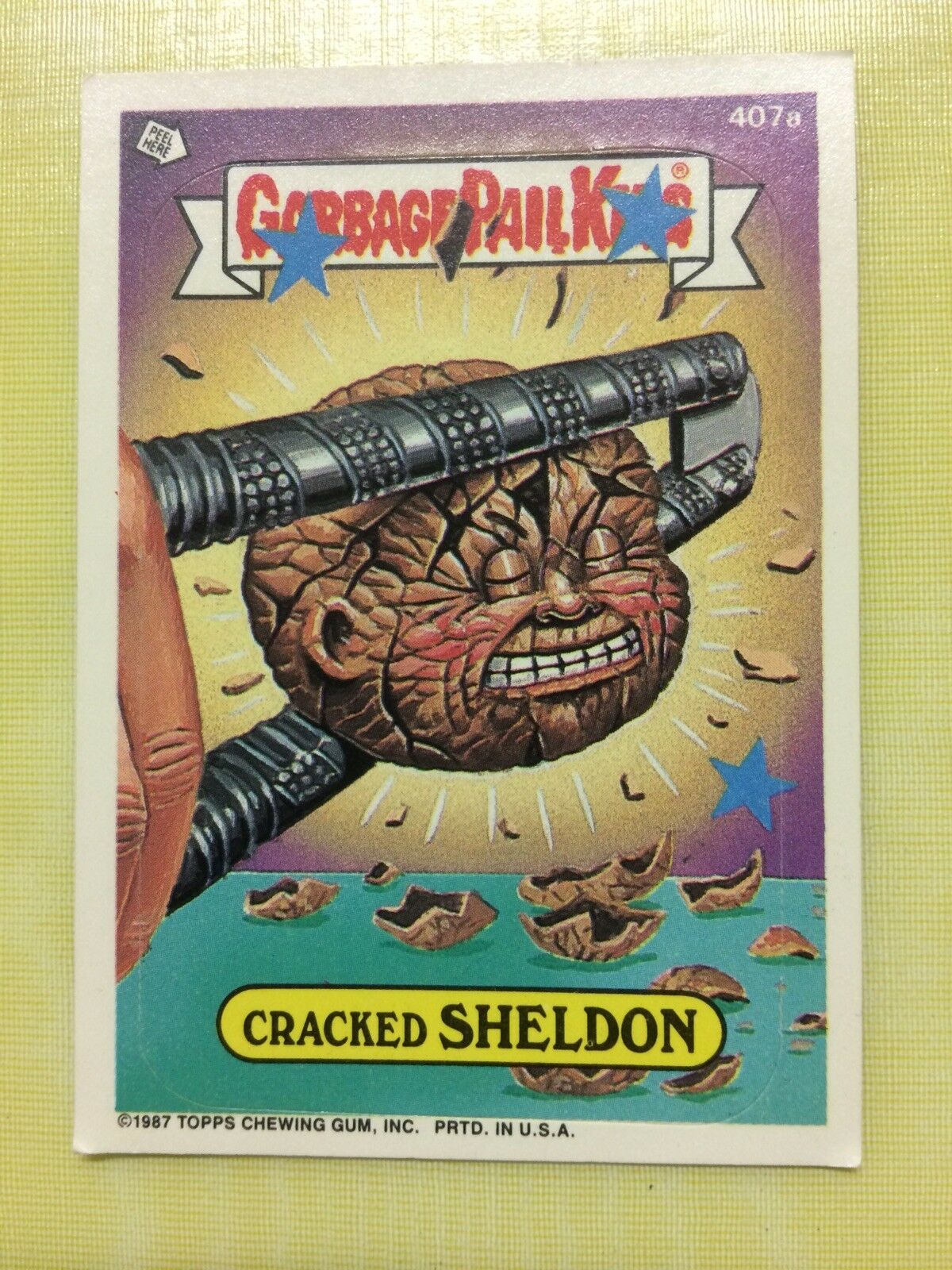 Vintage 1987 Topps Garbage Pail Kids GPK Cracked Sheldon Trading Card #407a