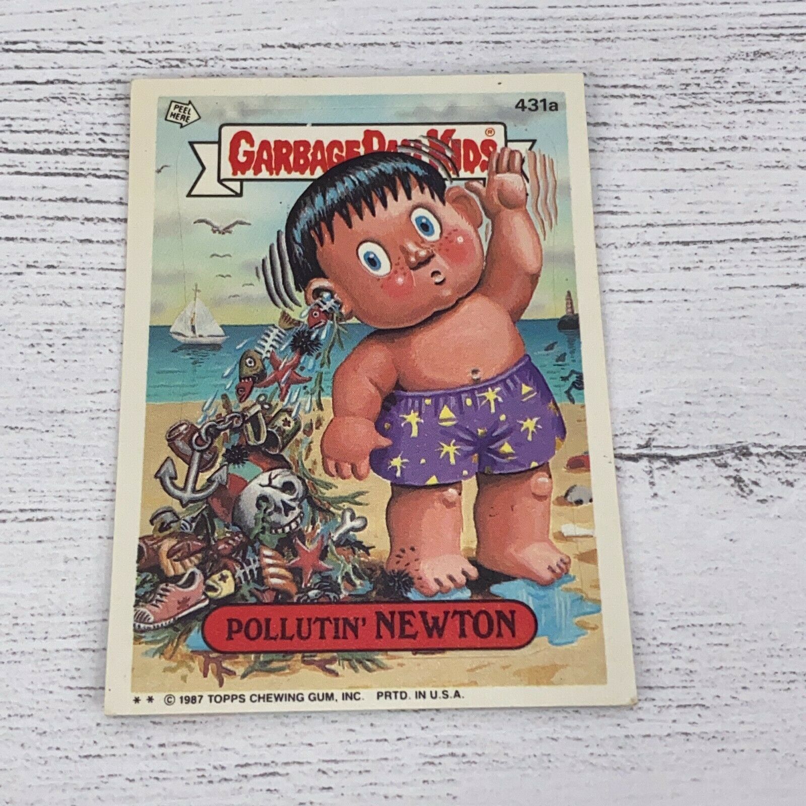 1987 Garbage Pail Kids #431a Pollutin' Newton Trading Card Original Series 11