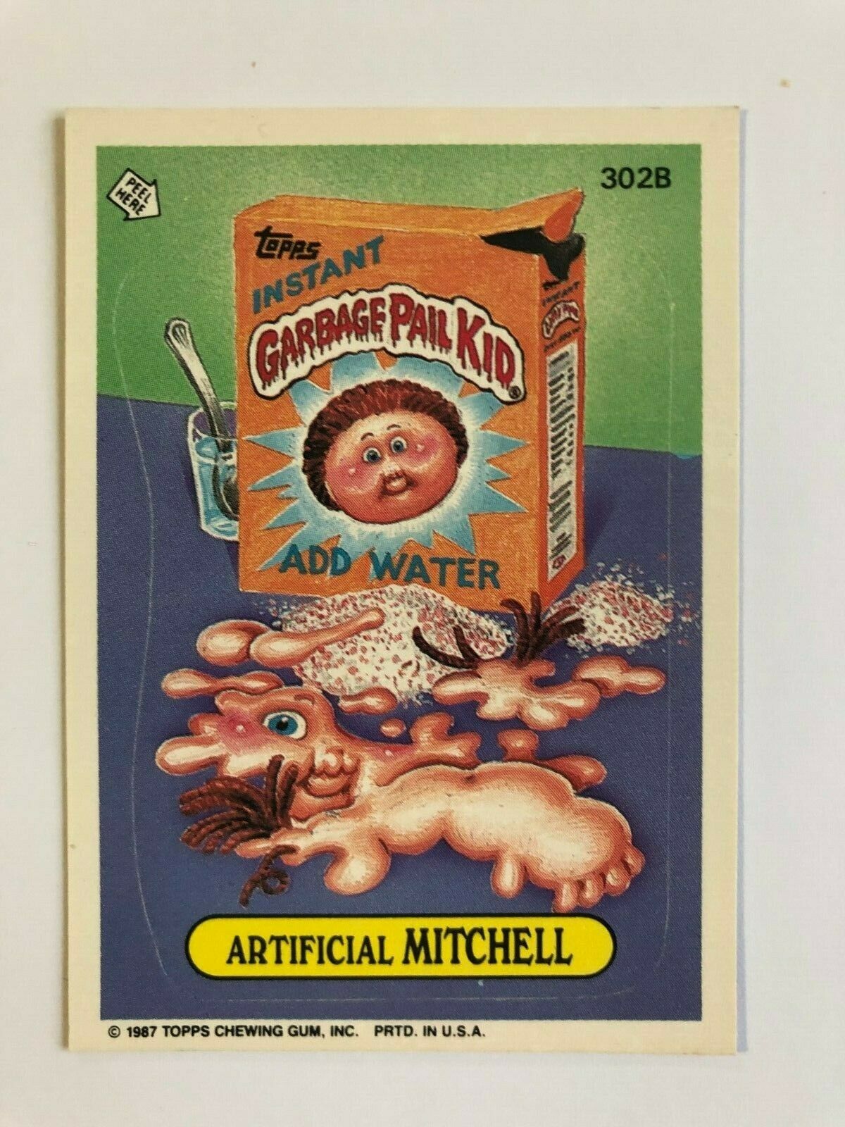 Topps 1987 Garbage Pail Kids Trading Card # 302B Artificial Mitchell