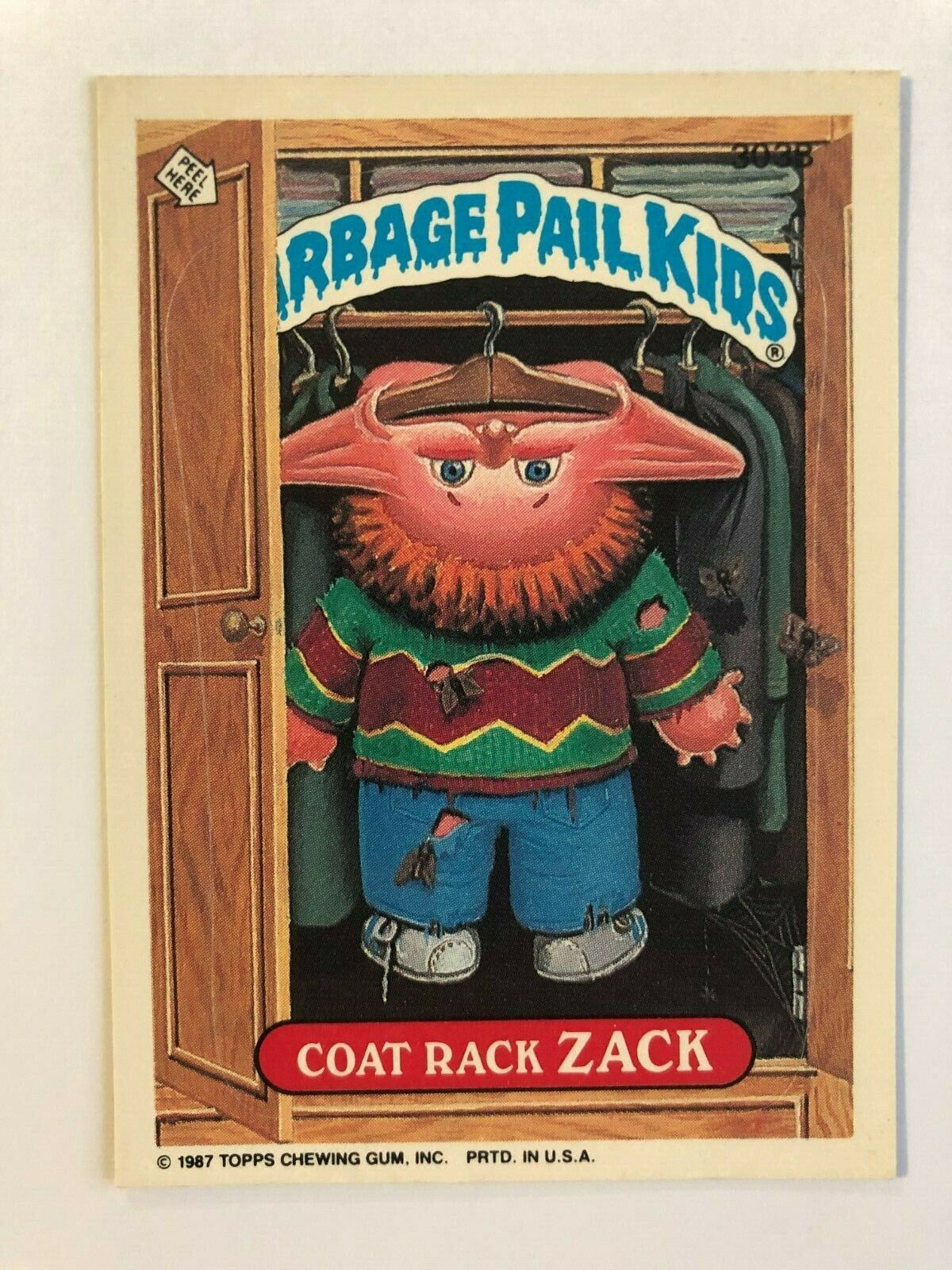 Topps 1987 Garbage Pail Kids Trading Card # 303b Coat Rack Zack