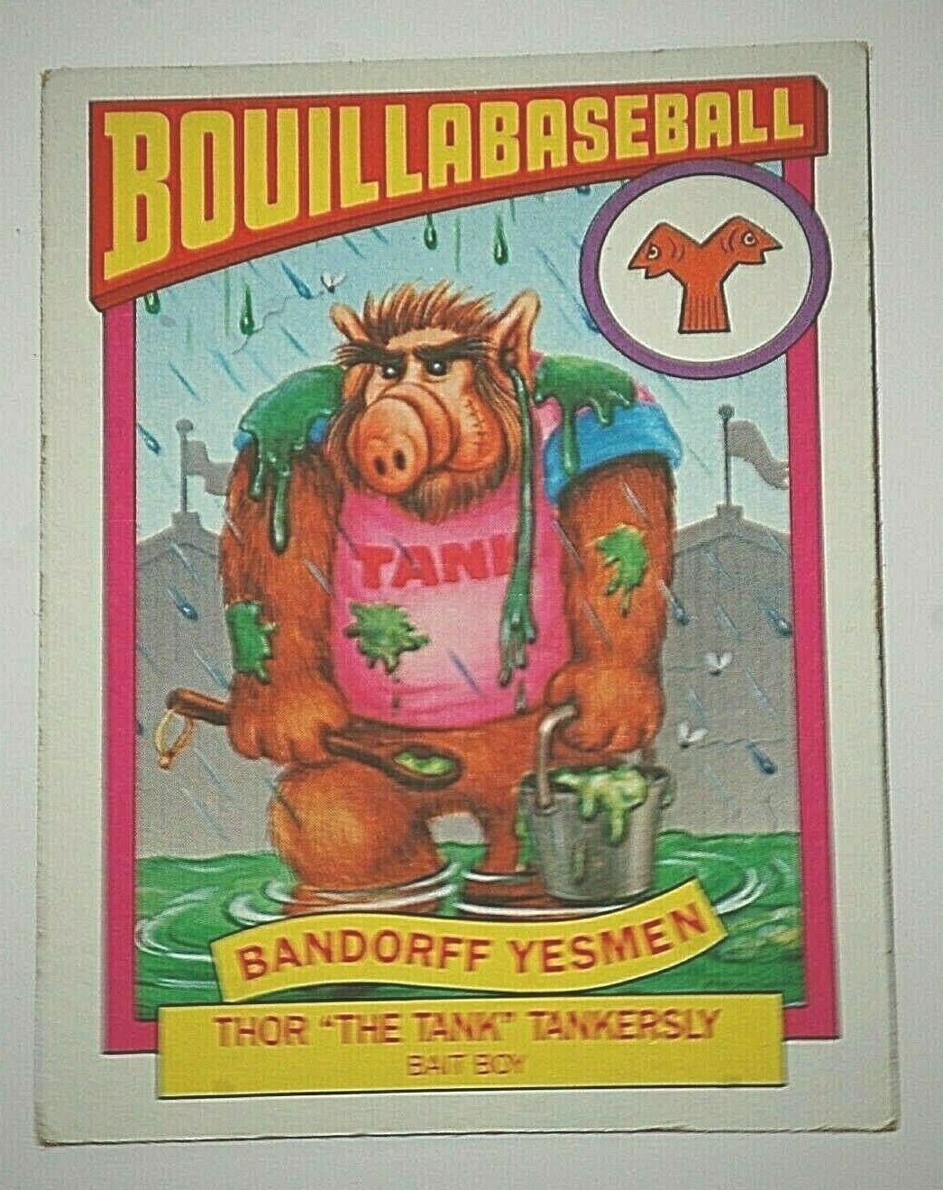 1987 Topps Alf Series Bouillabaseball Trading Card 12B Thor The Tank Tankersly