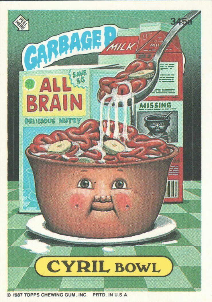1987 Garbage Pail Kids Trading Cards #345a Cyril Bowl
