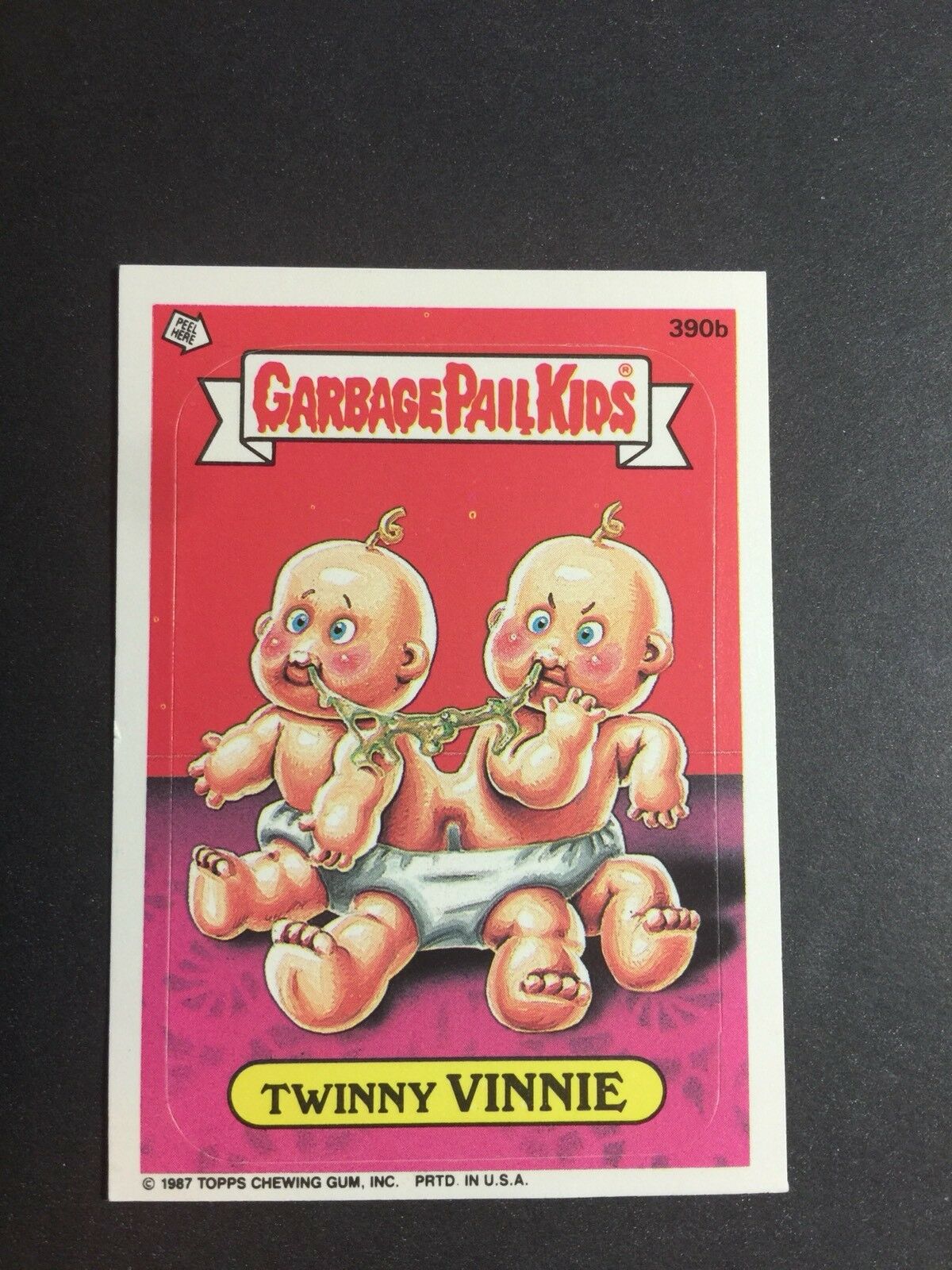 1987 Topps Garbage Pail Kids Twinny Vinnie Trading Card / Sticker # 390b