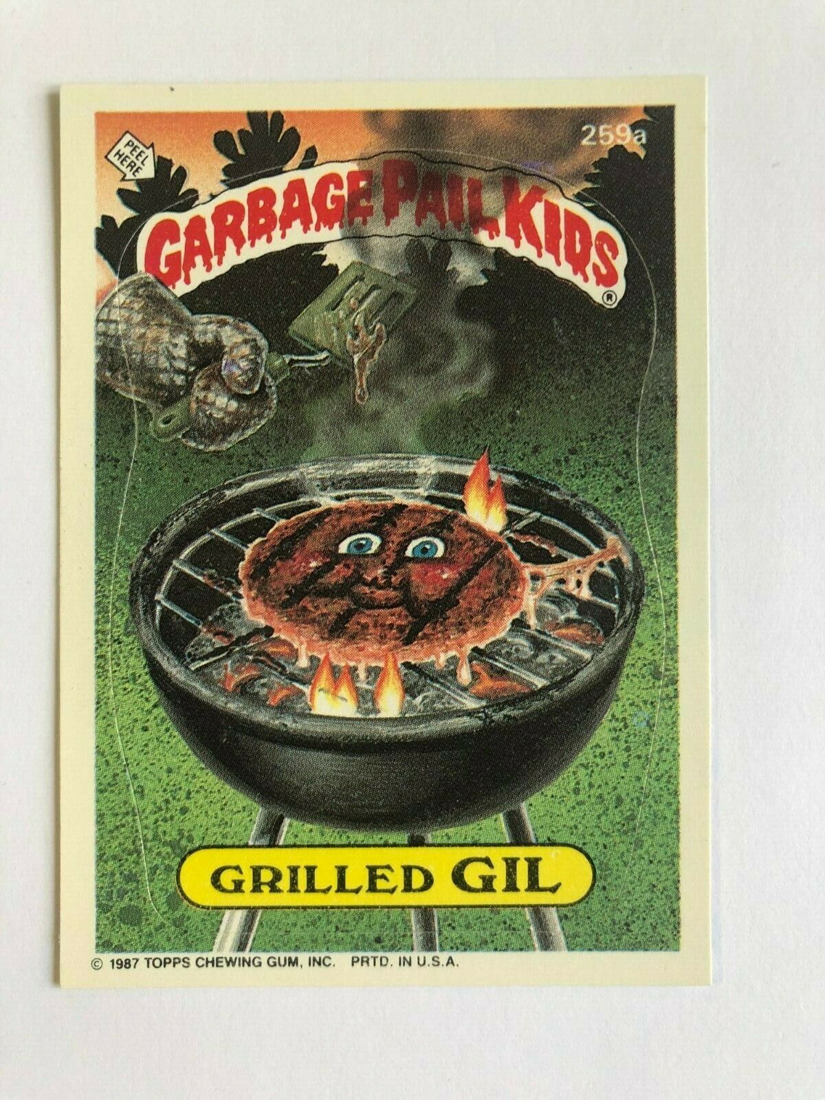Topps 1987 Garbage Pail Kids Trading Card # 259a Grilled Gil