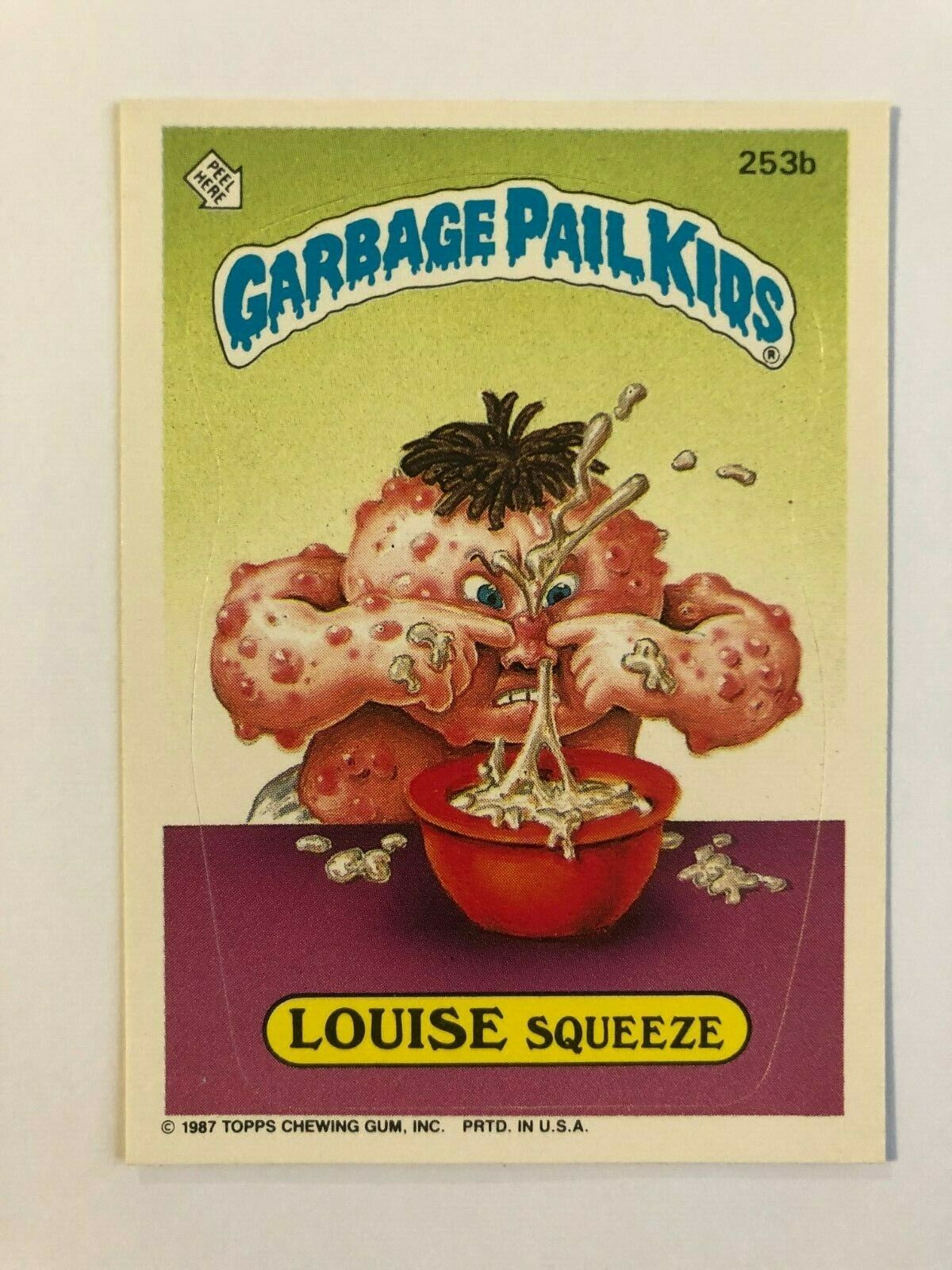 Topps 1987 Garbage Pail Kids Trading Card # 253b Louise Squeeze