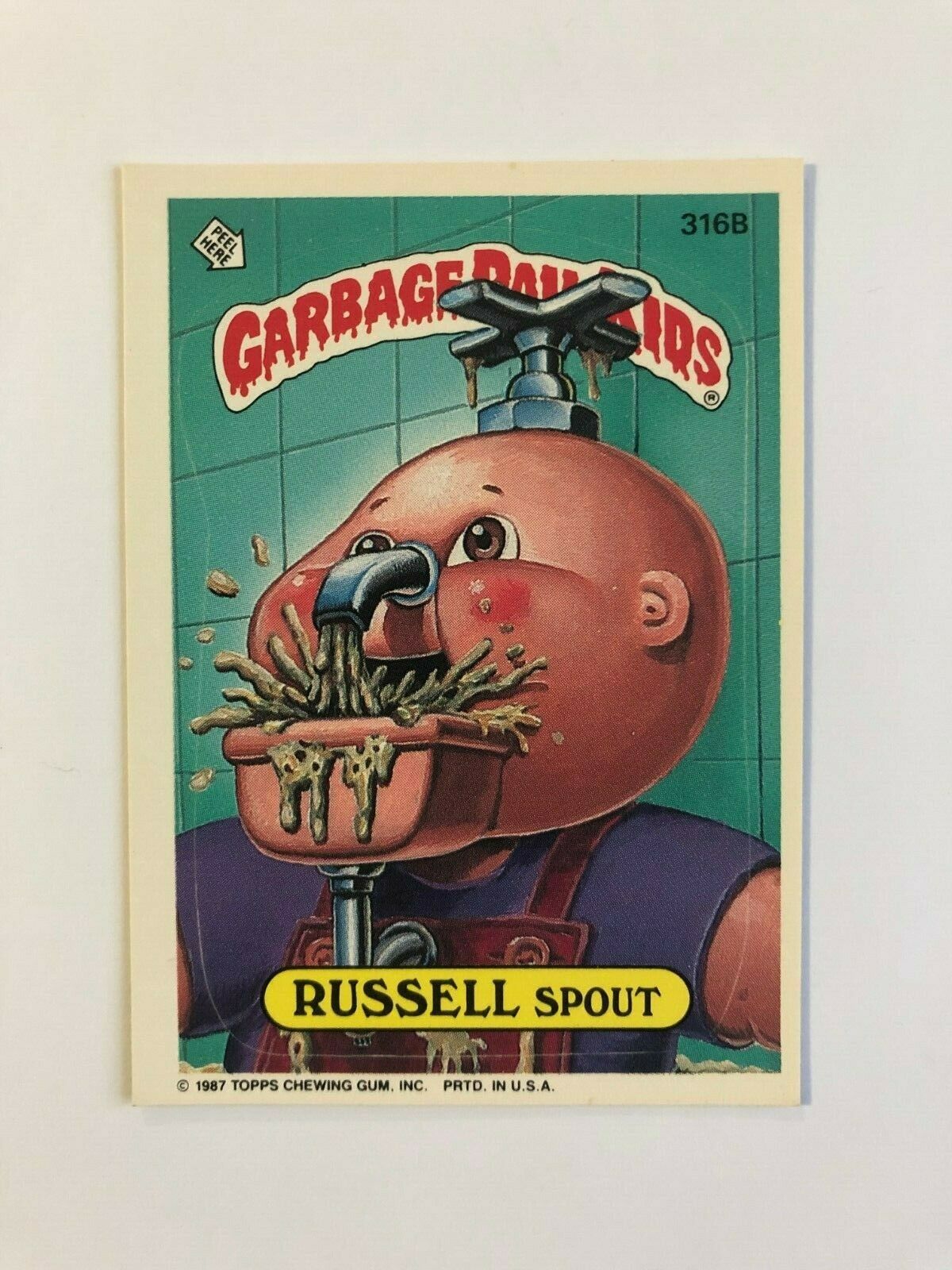 Topps 1987 Garbage Pail Kids Trading Card # 316B Russell Spout