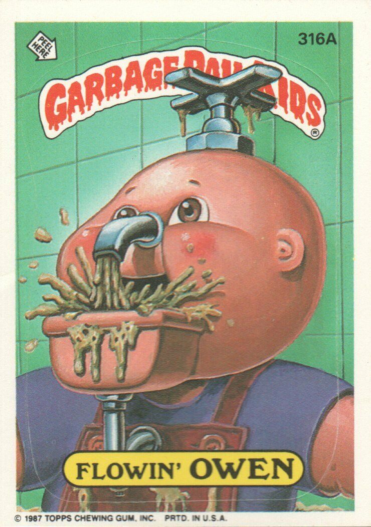 1987 Garbage Pail Kids Trading Cards #316a Flowin' Owen