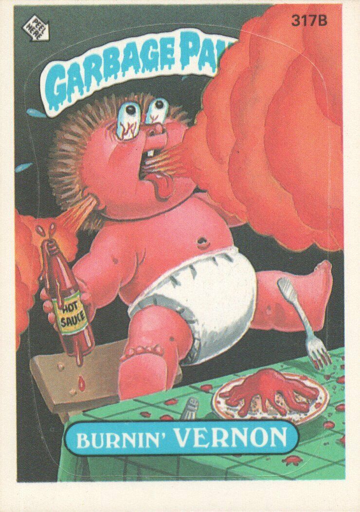 1987 Garbage Pail Kids Trading Cards #317b Burnin' Vernon