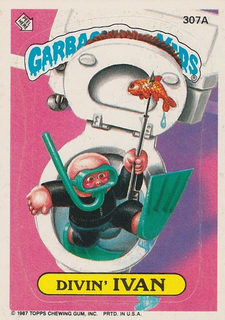 1987 GARBAGE PAIL KIDS SERIES 8 SINGLE STICKER TRADING CARD #307A DIVIN' IVAN