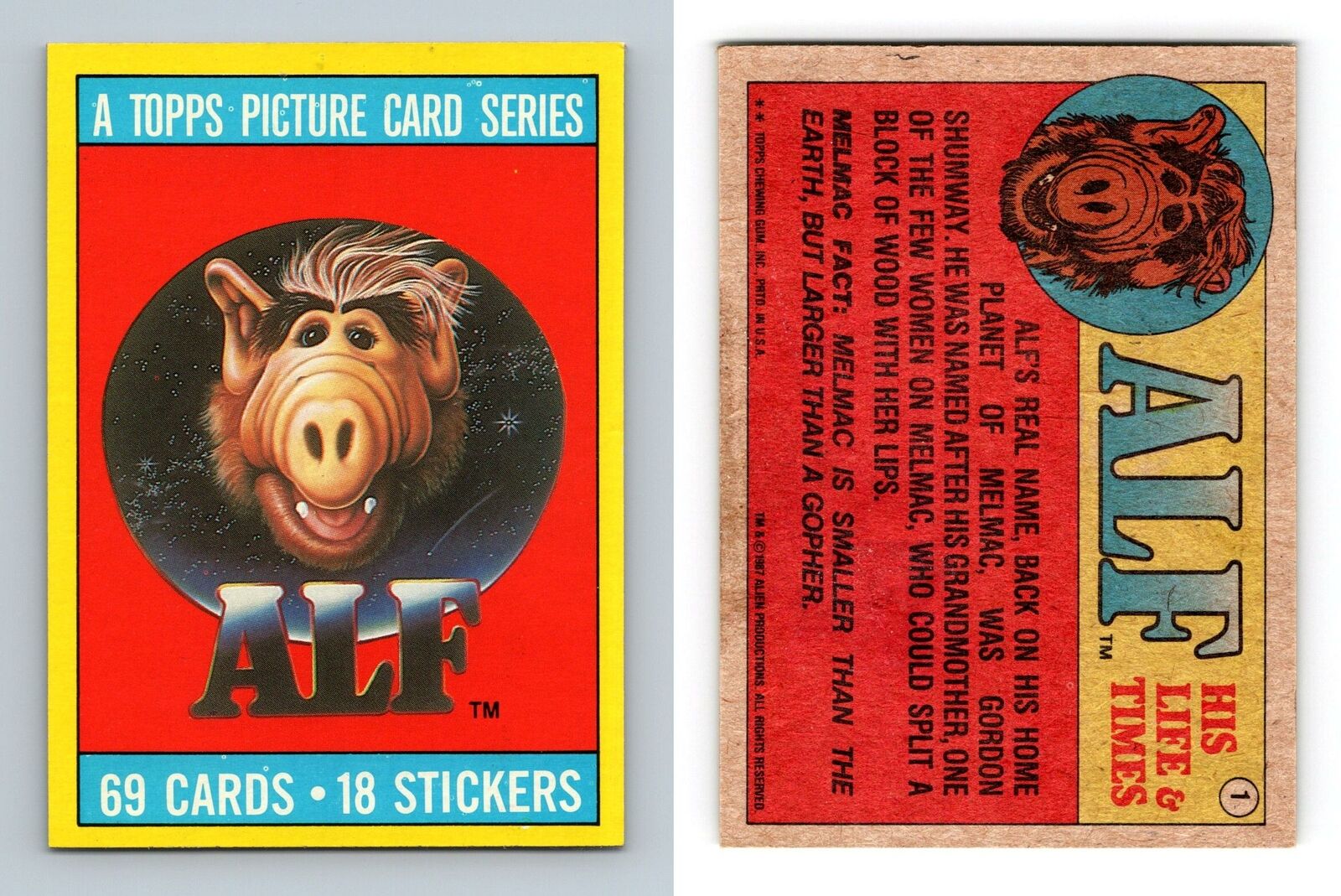 Title Card #1 Alf 1987 Topps Large Trading Card
