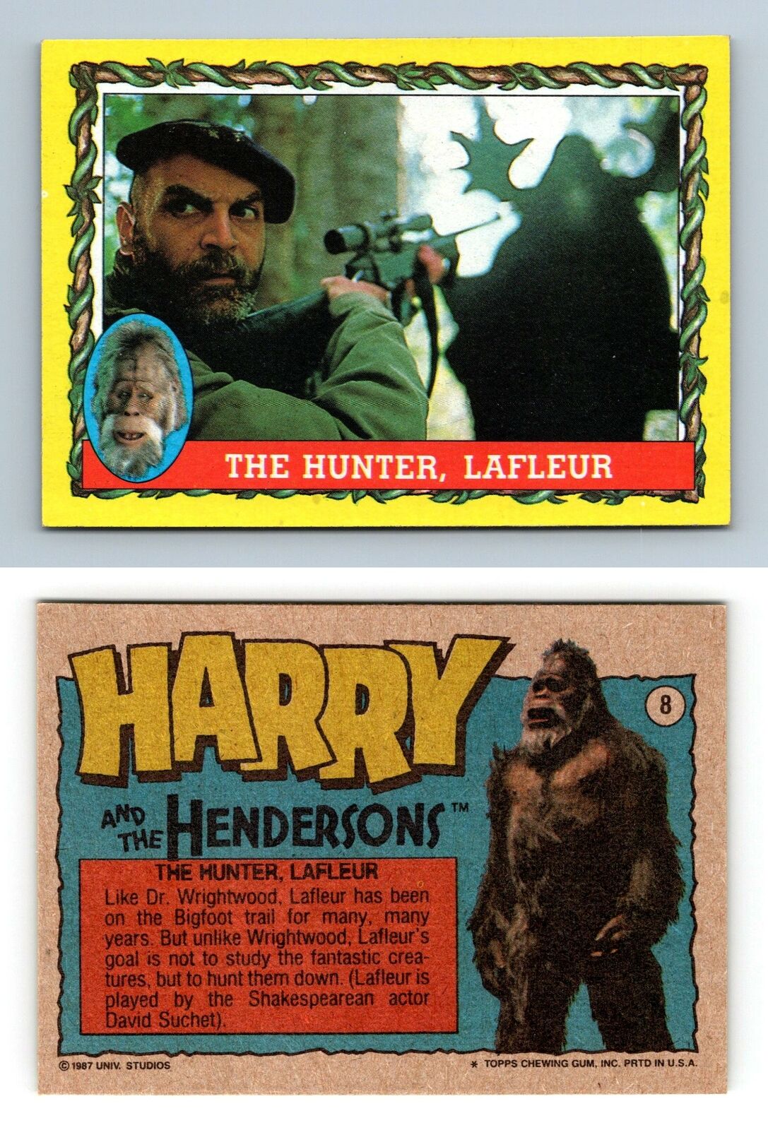 The Hunter, Lafleur #8 Harry & The Hendersons 1987 Topps Trading Card