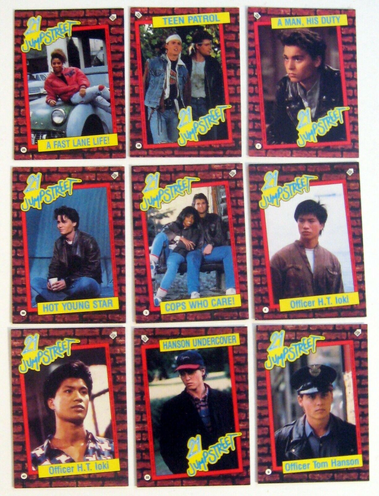 21 JUMP STREET ~ 1987 TV Show Trading Sticker Card Lot with JOHNNY DEPP