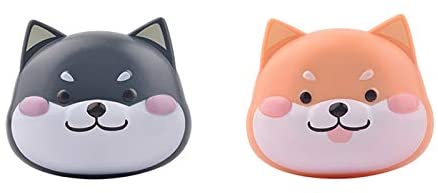 2 Pcs Cute Dog Contact Lens Case Travel Kit Portable Animal Contact Lens Box Holder Soak Storage Container with Mirror Bottle Tweezers Stick Remover Tool