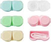 5Pcs Contact Lens Case Colorful Flip Top Contact Lens Box with Tweezer Stick Remover, Portable 2 in 1 Travel Lense Case