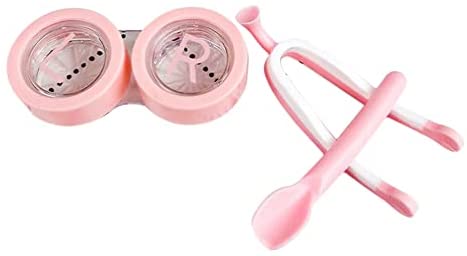 AITIME Soft Contact Lens Case Applicators, Portable Contact Lenses Remover and Insertion Tool, Eyes Lens Container with Tweezers for Girls with Long Nails to Travel Outdoor Kit (Cherry Pink)
