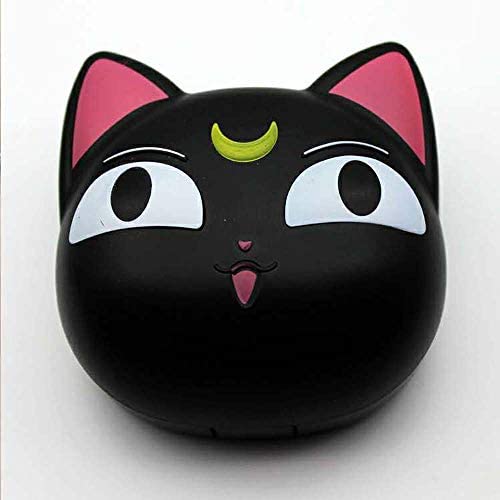 Anime Cute Cat Contact Lens Case Travel Box Container Care Kit Mirror +Bottle + Tweezers Container Holder (0428Black)